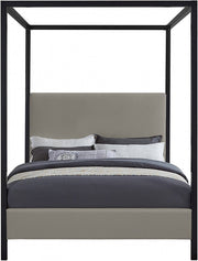 James Linen Textured Fabric Queen Bed Grey - Gate FurnitureQueen Bed