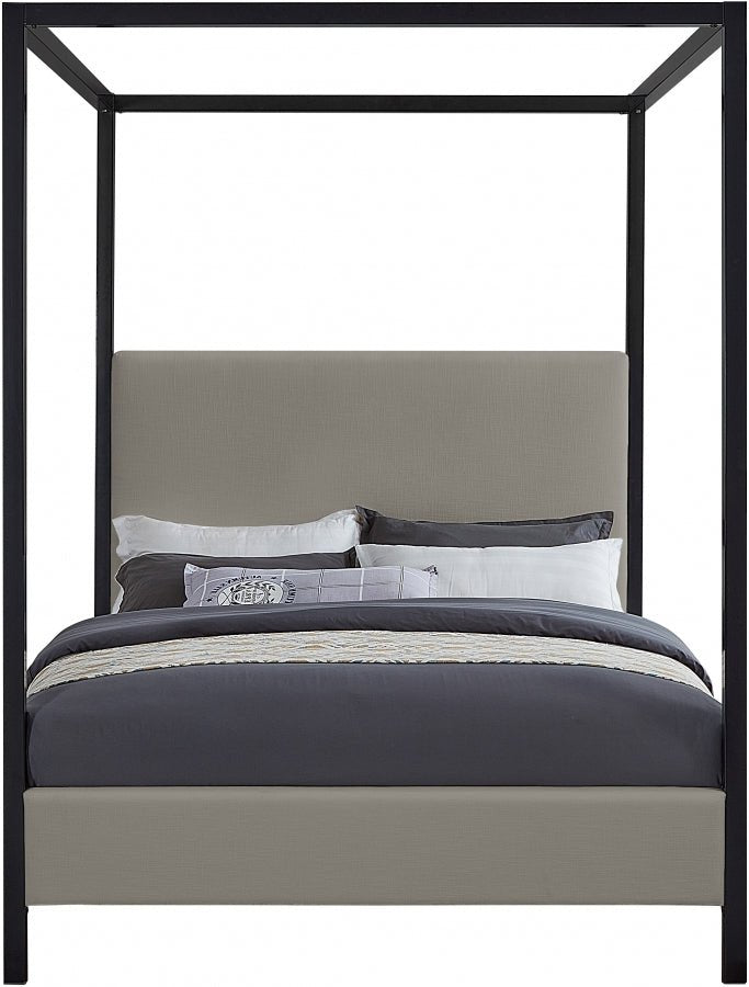 James Linen Textured Fabric Queen Bed Grey - Gate FurnitureQueen Bed