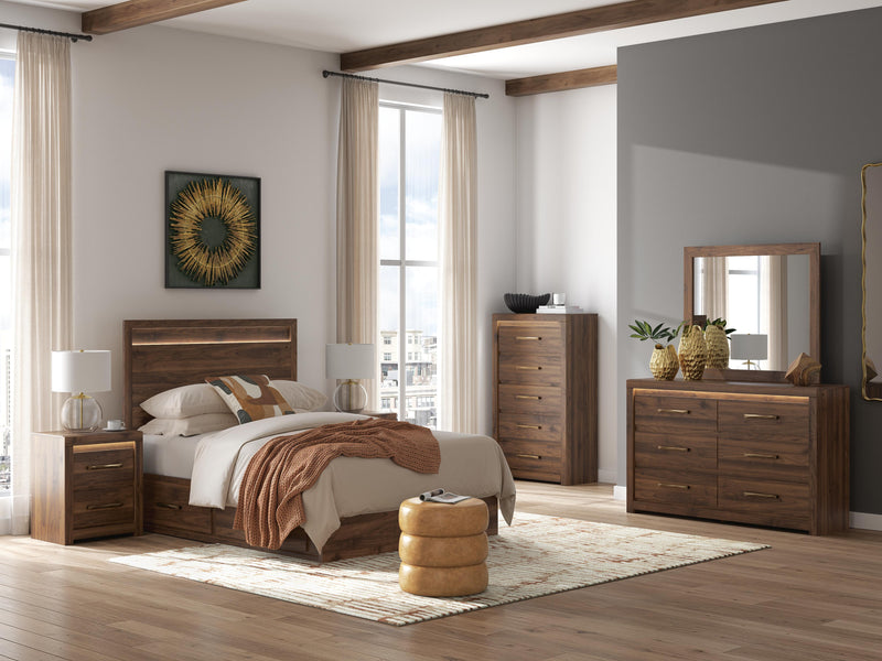 Janfyn Brown Full Panel Platform Bed with Storage - PCB1010B16
