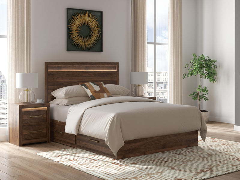 Janfyn Brown Queen Panel Bed with 2 Sided Storage - PCB1010B6