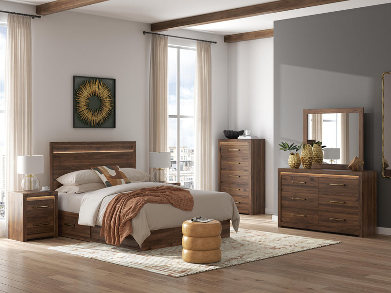 Janfyn Brown Queen Panel Bed with 2 Sided Storage - PCB1010B6