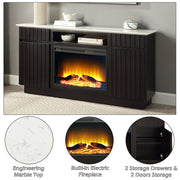 Jaramillo Server w/Natural Marble Top & Fireplace - DN02718