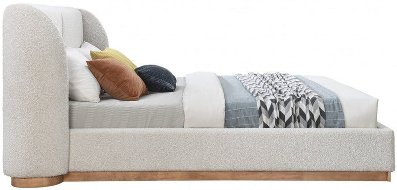 Jardin Boucle Fabric King Bed (3 Boxes) Cream - Gate FurnitureKing Bed
