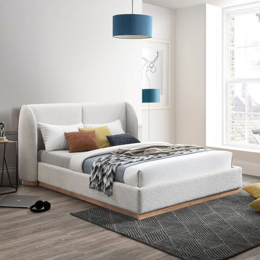 Jardin Boucle Fabric King Bed (3 Boxes) Cream - Gate FurnitureKing Bed