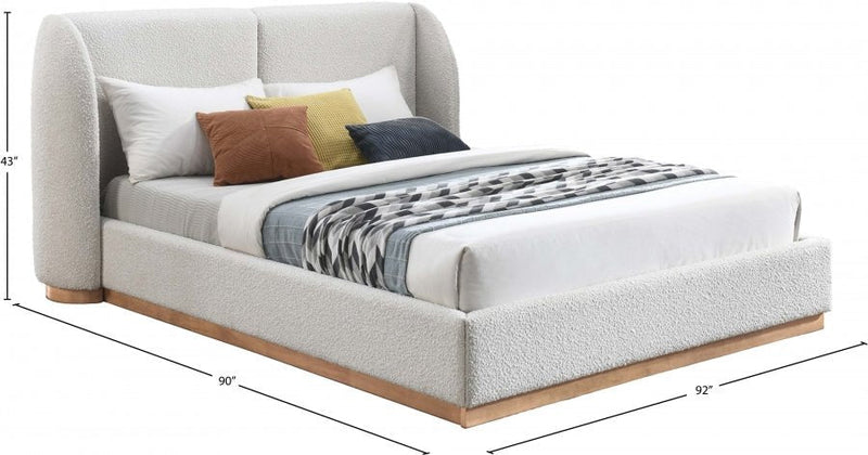 Jardin Boucle Fabric King Bed (3 Boxes) Cream - Gate FurnitureKing Bed
