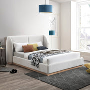 Jardin Boucle Fabric Queen Bed (3 Boxes) Cream - Gate FurnitureQueen Bed
