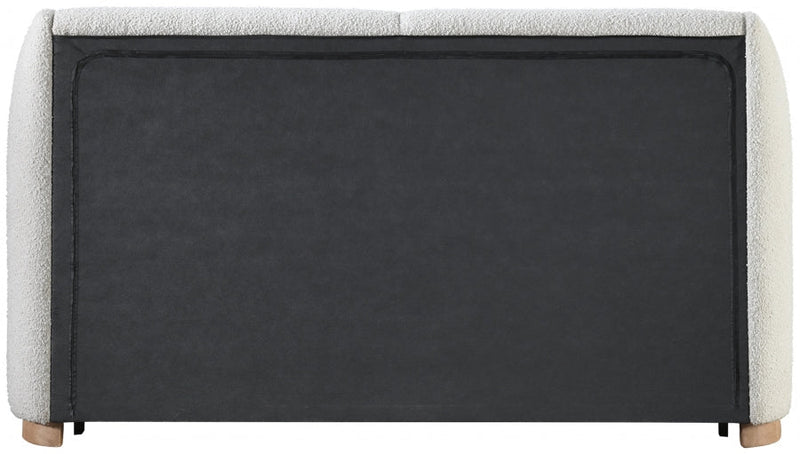 Jardin Boucle Fabric Queen Bed (3 Boxes) Cream - Gate FurnitureQueen Bed