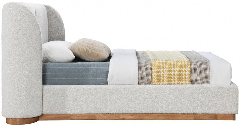 Jardin Boucle Fabric Twin Bed (3 Boxes) Cream - Gate FurnitureTwin Bed