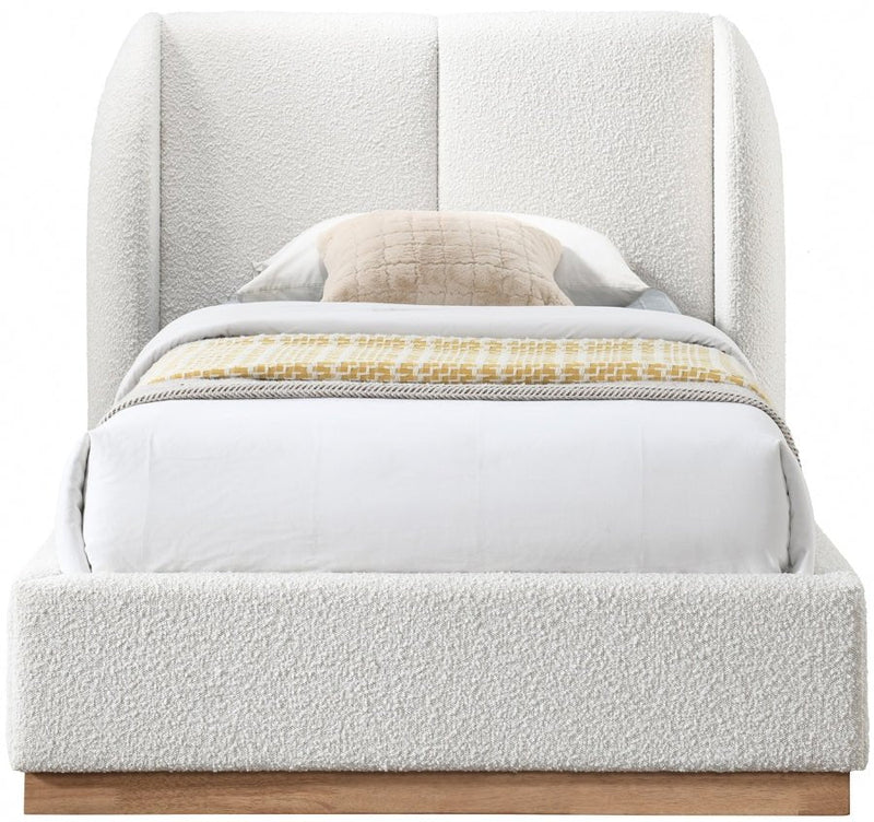 Jardin Boucle Fabric Twin Bed (3 Boxes) Cream - Gate FurnitureTwin Bed