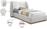 Jardin Boucle Fabric Twin Bed (3 Boxes) Cream - Gate FurnitureTwin Bed