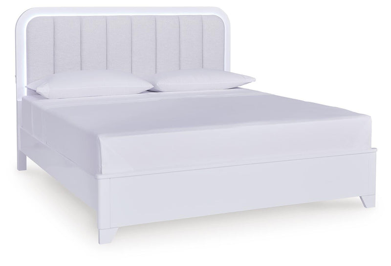Jarlee White King Upholstered Panel Bed - PCB392B4