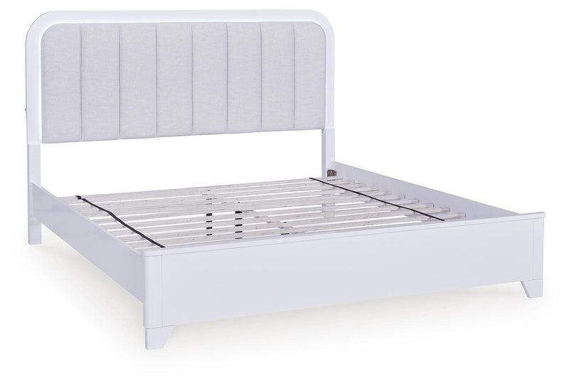 Jarlee White King Upholstered Panel Bed - PCB392B4