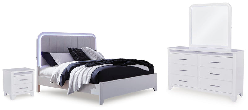 Jarlee White Queen Upholstered Panel Bed - PCB392B2