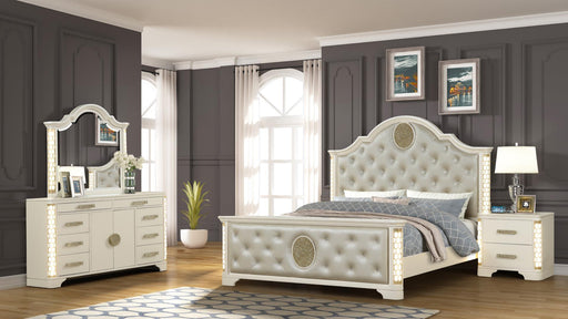 Jasmine Queen 4 Pc Bedroom Set in Beige - Jasmine Queen 4 Pc Bedroom Set in Beige