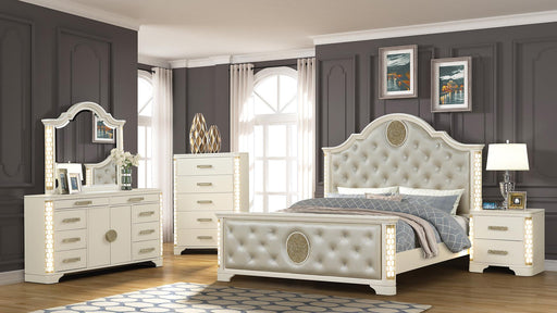 Jasmine Queen 5 Pc Bedroom Set in Beige - Jasmine Queen 5 Pc Bedroom Set in Beige