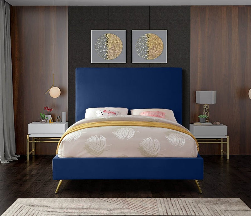 Jasmine Velvet Queen Bed Blue - Gate FurnitureQueen Bed
