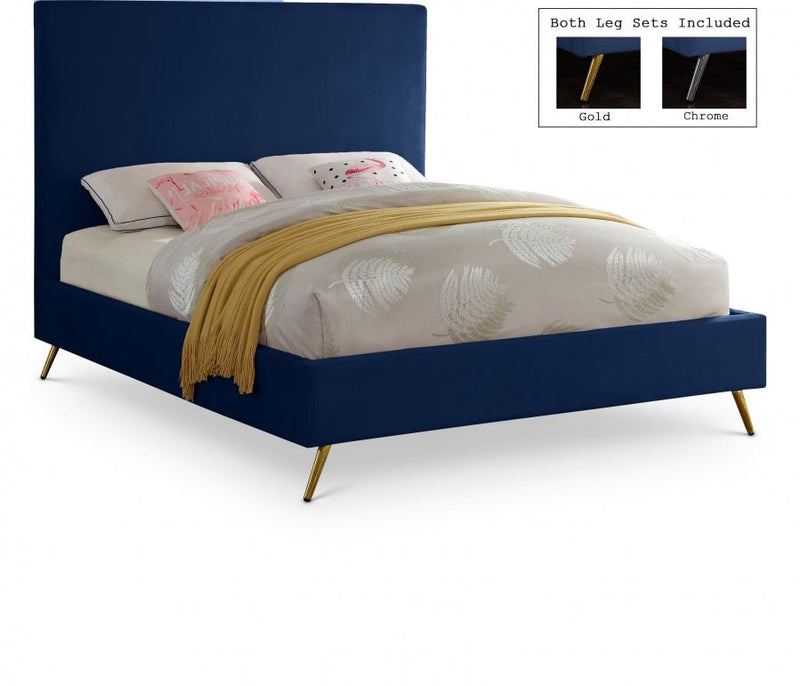 Jasmine Velvet Queen Bed Blue - Gate FurnitureQueen Bed