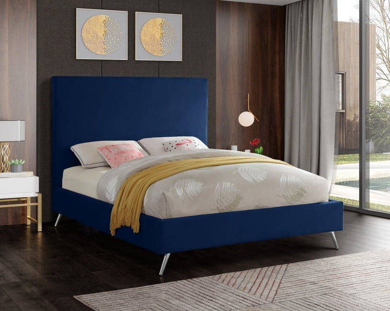 Jasmine Velvet Queen Bed Blue - Gate FurnitureQueen Bed