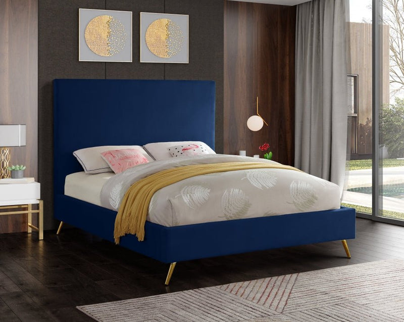 Jasmine Velvet Queen Bed Blue - Gate FurnitureQueen Bed