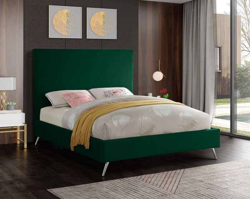 Jasmine Velvet Queen Bed Green - Gate FurnitureQueen Bed