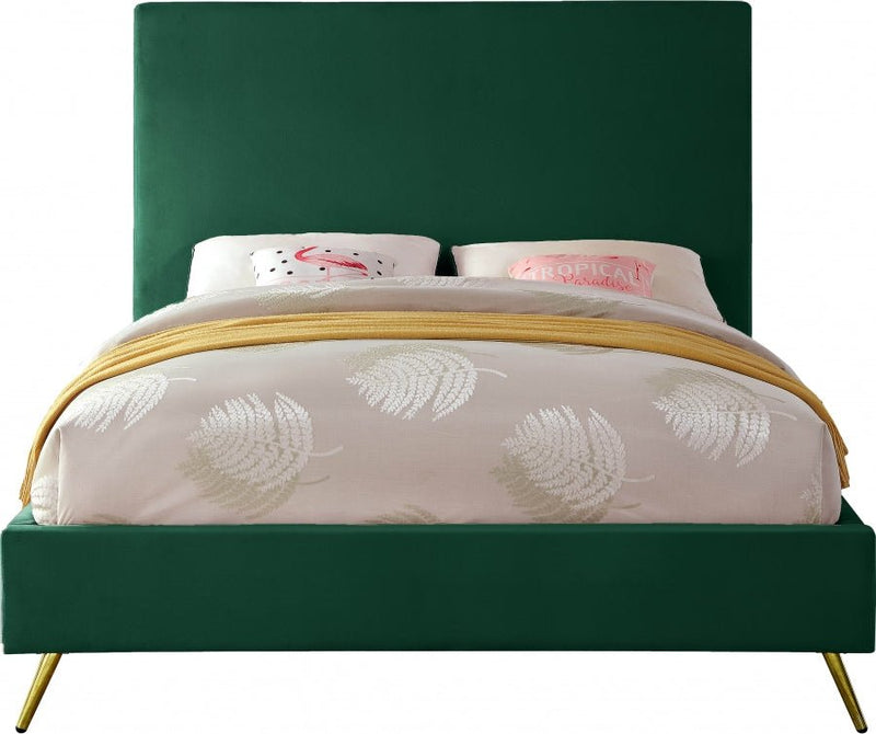 Jasmine Velvet Queen Bed Green - Gate FurnitureQueen Bed