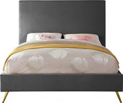 Jasmine Velvet Queen Bed Grey - Gate FurnitureQueen Bed