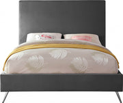 Jasmine Velvet Queen Bed Grey - Gate FurnitureQueen Bed