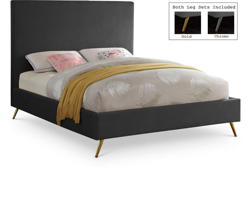Jasmine Velvet Queen Bed Grey - Gate FurnitureQueen Bed