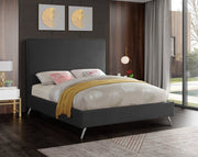 Jasmine Velvet Queen Bed Grey - Gate FurnitureQueen Bed