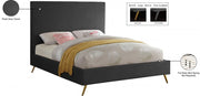 Jasmine Velvet Queen Bed Grey - Gate FurnitureQueen Bed