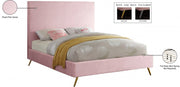 Jasmine Velvet Queen Bed Pink - Gate FurnitureQueen Bed