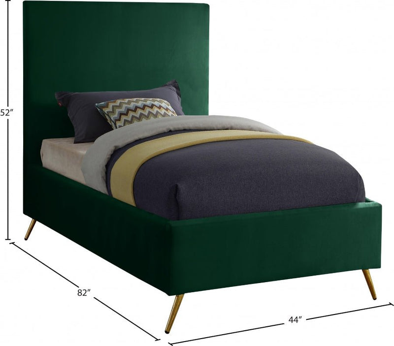 Jasmine Velvet Twin Bed Green - Gate FurnitureTwin Bed
