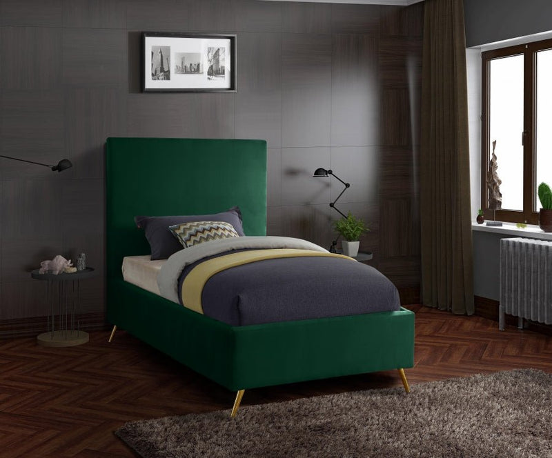 Jasmine Velvet Twin Bed Green - Gate FurnitureTwin Bed