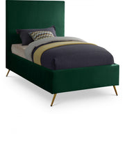 Jasmine Velvet Twin Bed Green - Gate FurnitureTwin Bed