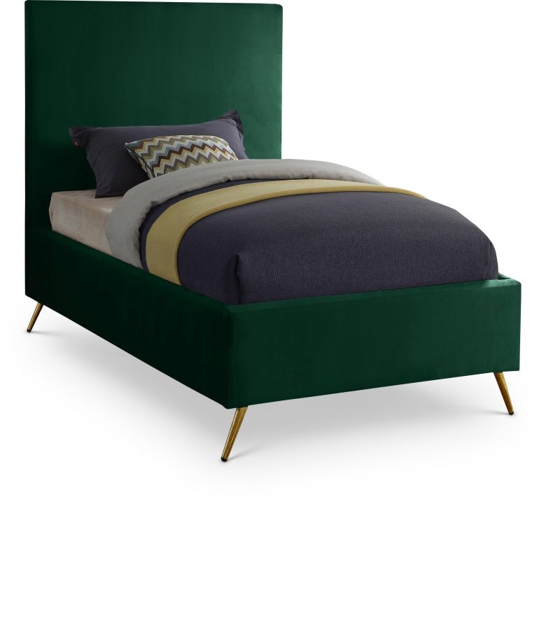 Jasmine Velvet Twin Bed Green - Gate FurnitureTwin Bed