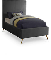 Jasmine Velvet Twin Bed Grey - Gate FurnitureTwin Bed