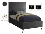 Jasmine Velvet Twin Bed Grey - Gate FurnitureTwin Bed