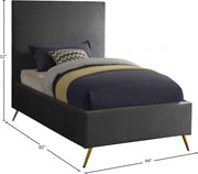 Jasmine Velvet Twin Bed Grey - Gate FurnitureTwin Bed