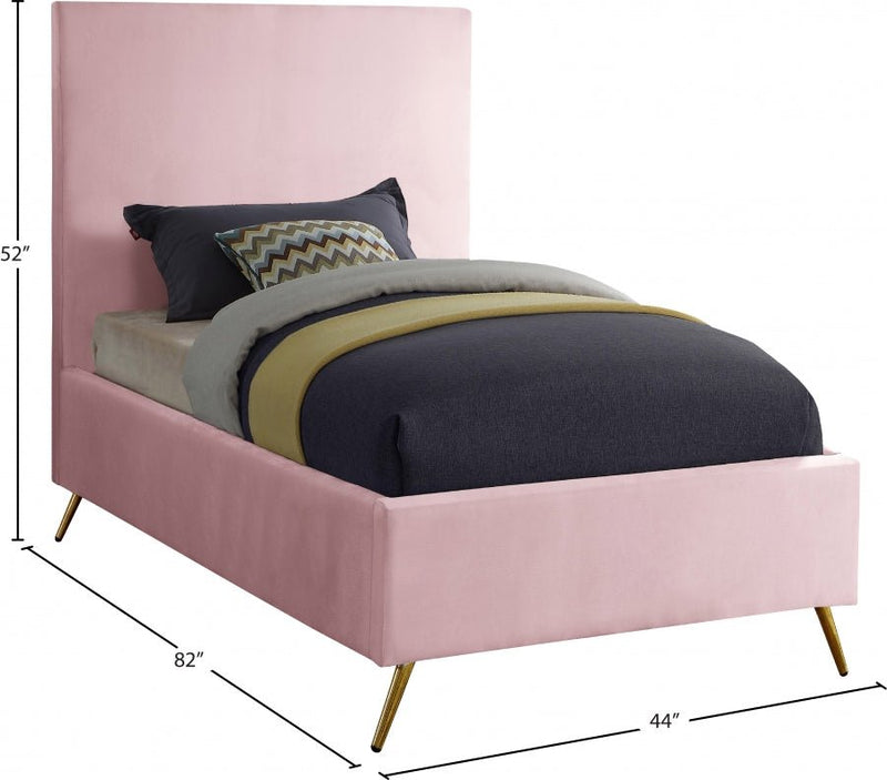 Jasmine Velvet Twin Bed Pink - Gate FurnitureTwin Bed