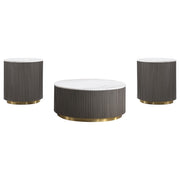 Jason 3-piece Round White Marble Coffee Table Set Charcoal - 710418-S3