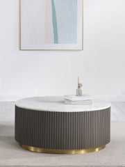 Jason Round White Marble Top Coffee Table Charcoal - 710418