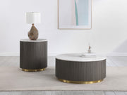 Jason Round White Marble Top Coffee Table Charcoal - 710418