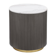 Jason Round White Marble Top Side End Table Charcoal - 710417