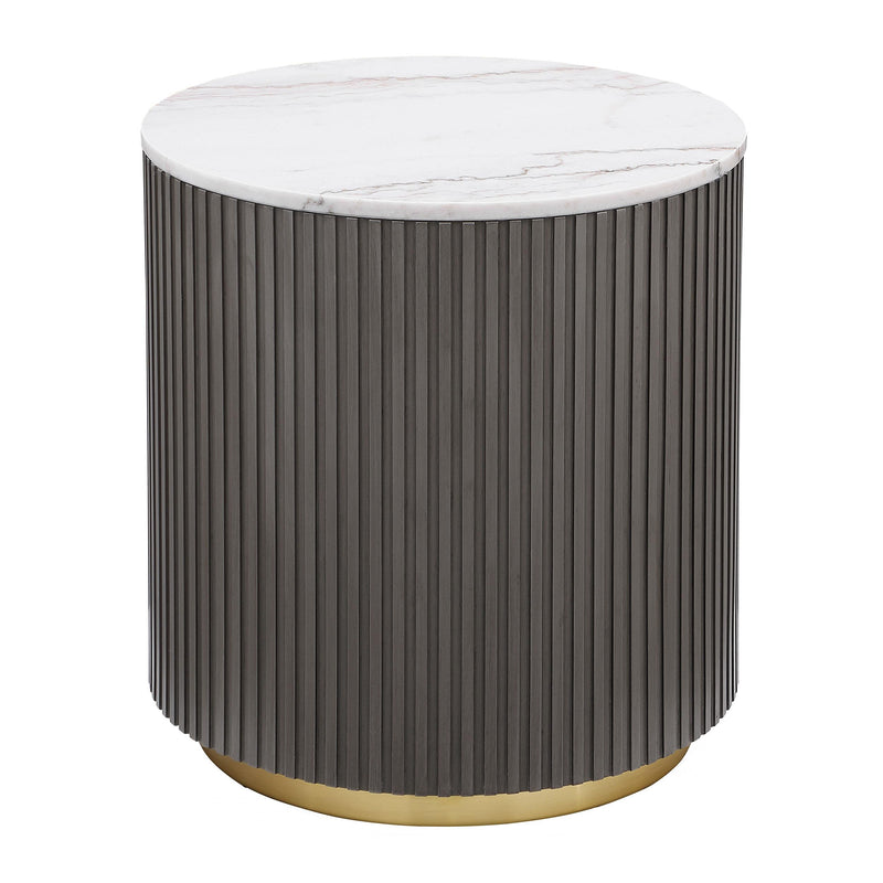 Jason Round White Marble Top Side End Table Charcoal - 710417