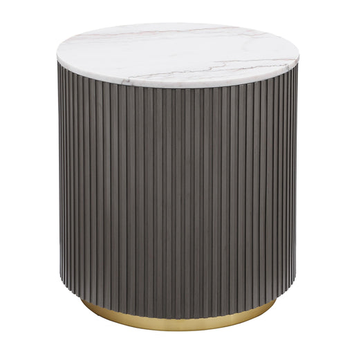 Jason Round White Marble Top Side End Table Charcoal - 710417