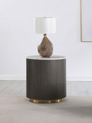 Jason Round White Marble Top Side End Table Charcoal - 710417