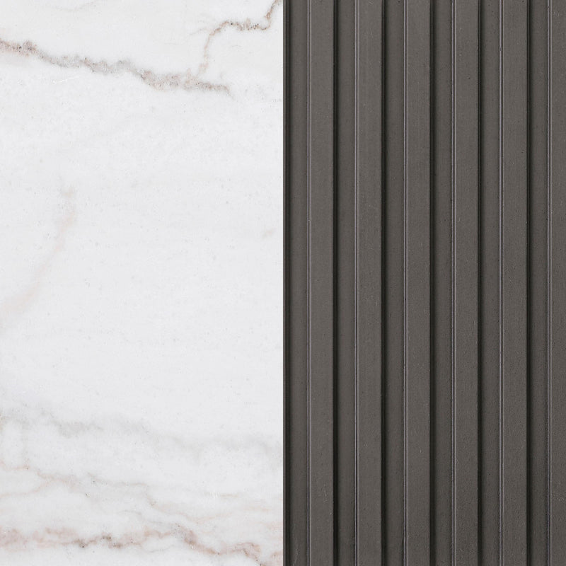 Jason Round White Marble Top Side End Table Charcoal - 710417