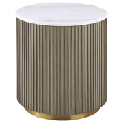 Jason Round White Marble Top Side End Table Greige - 711417