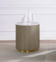 Jason Round White Marble Top Side End Table Greige - 711417