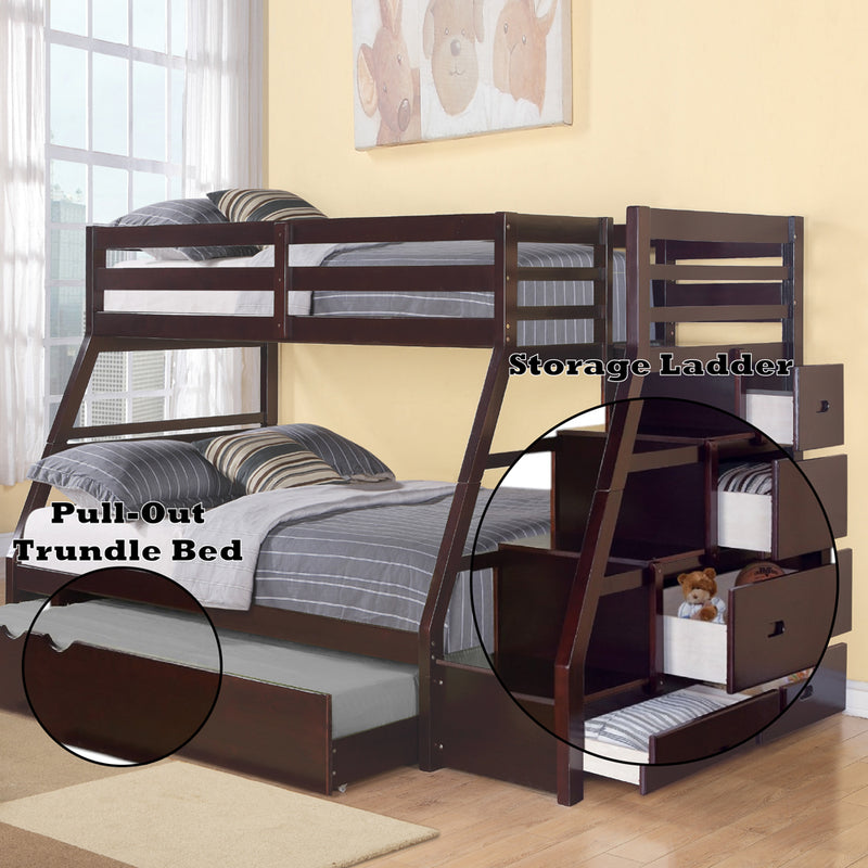 Jason Twin/Full Bunk Bed W/Trundle & Storage - 37015